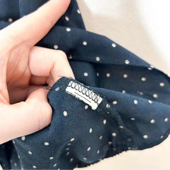 JOA Womens Sleeveless Tie Front Polka Dot Crop Tank Top Navy Blue Medium M - Picture 5 of 8